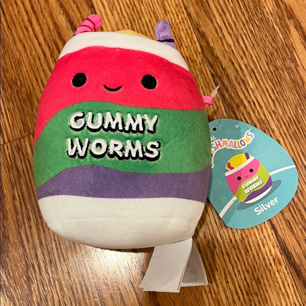 Squishmallows Gummy Worms Plush - Pink, Green, Purple, White 5”